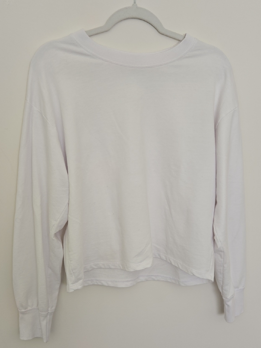 Z Supply White Long Sleeve Crewneck Lightweight Sweatshirt Boxy Normcore Sm